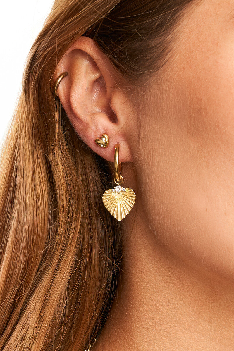 Earring hoop heart strass