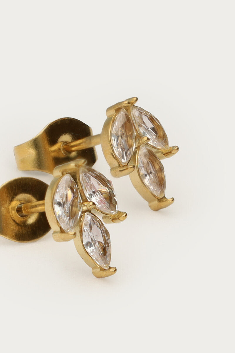 Earstud leaf strass