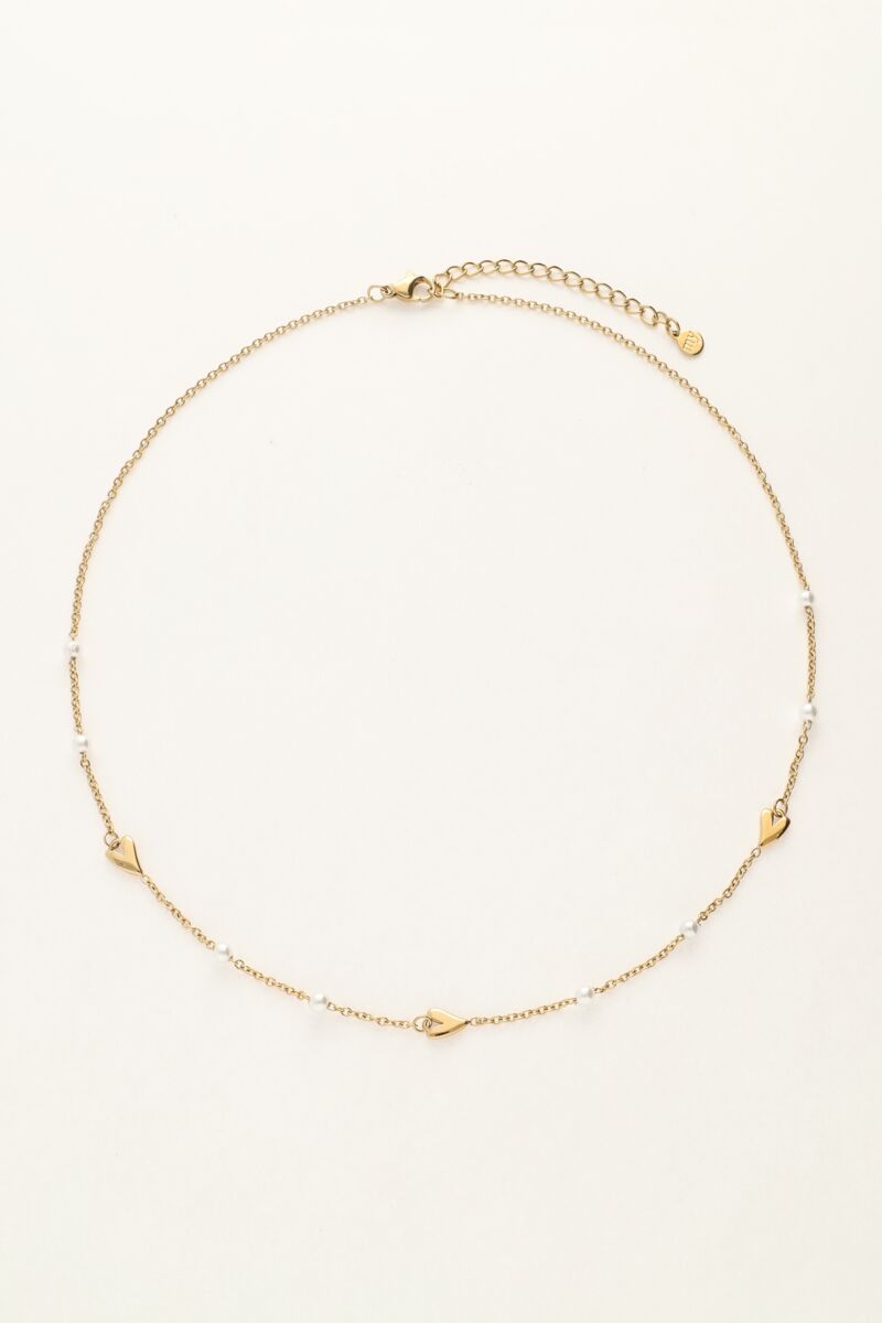 Necklace hearts & pearls