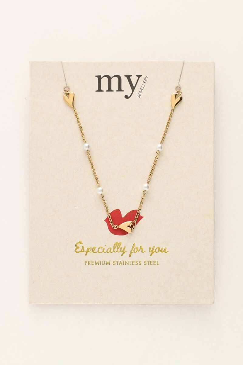 Necklace hearts & pearls