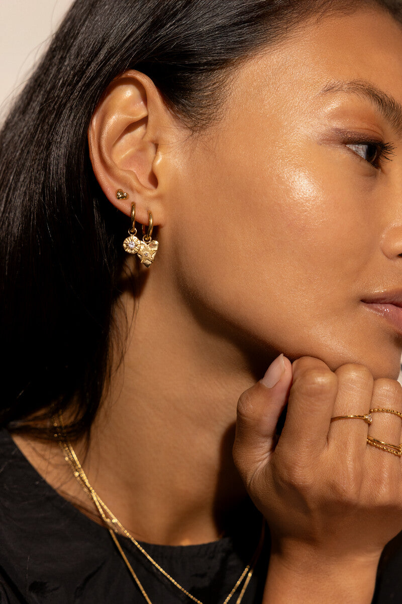 Earring mini hoop round strass