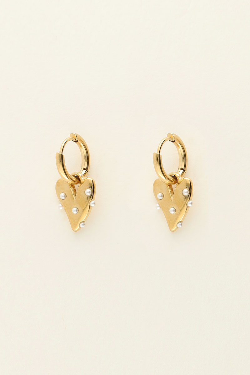 Earrings heart with pearls